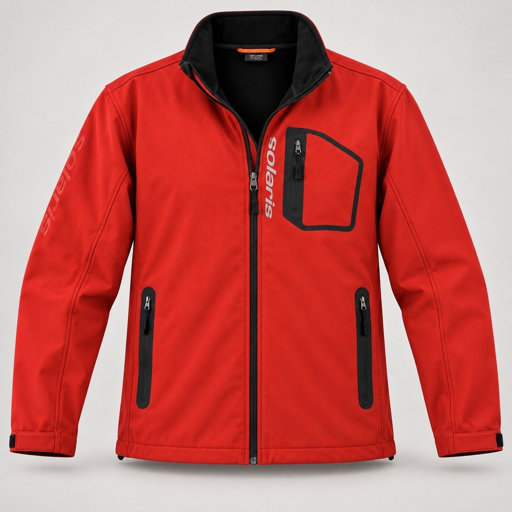 Solaris Softshell Jacket Men XL Red Gorpcore Fleece Lined Water Resistant Zip